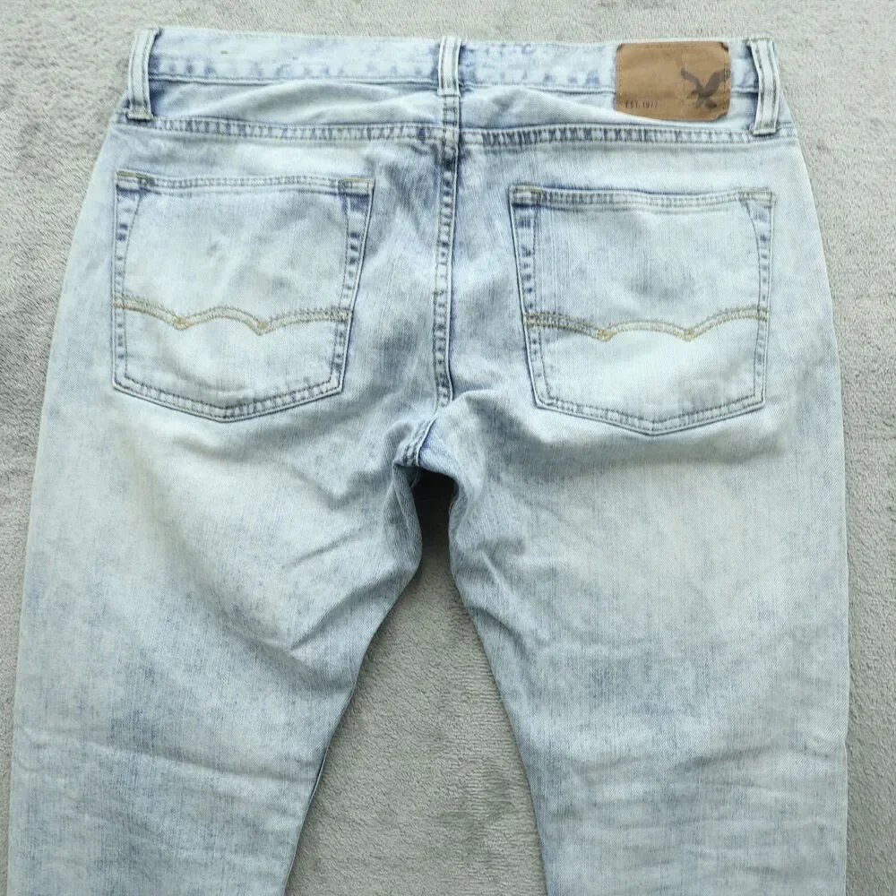 American Eagle Jeans Mens Size 32x30 Blue Slim Fit Straight Denim Light Wash
